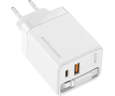 Mars Gaming MDGAN65RW 65 W GaN sieninis įkroviklis su USB-C ir USB-A jungtimis