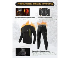 MEETYOO vyriškas termo apatinių komplektas ilgomis rankovėmis, juodas, XL, U1-Juodas-XL