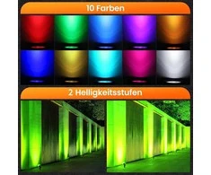 MEIKEE lauko RGB LED sodo šviestuvas su nuotolinio valdymo pultu, IP66, 8 žibintai, 10 spalvų, 30 režimų SP01RB