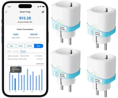 Meross išmanusis Wi-Fi kištukinis lizdas su energijos sąnaudų matuokliu, 16 A, 4 vnt., MSS315