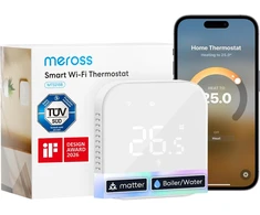meross išmanusis Wi-Fi termostatas grindiniam šildymui ir boileriui MTS215B
