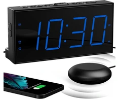 Mesqool garsus žadintuvas su vibracija, dvigubu žadintuvu, dideliu LED ekranu, USB įkrovimu, CR1001em