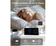 Mesqool garsus žadintuvas su vibracija, dvigubu žadintuvu, dideliu LED ekranu, USB įkrovimu, CR1001em