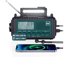 Mesqool nešiojamas DAB+/FM radijas su 5000 mAh baterija, žibintuvėliu ir skaitymo lempa, IPX4
