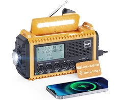 Mesqool nešiojamas DAB/FM radijas su saulės įkrovimu, 5000 mAh akumuliatoriumi, LED žibintuvėliu ir SOS funkcija, IPX4 CR1009Pro DAB