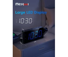 Mesqool projekcinis žadintuvas su LED ekranu, dvigubu žadintuvu, USB įkrovimu ir 7 colių ekranu M-1001F-B