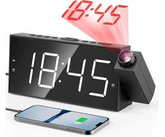 Mesqool projektuojantis skaitmeninis žadintuvas su LED ekranu, USB įkrovikliu ir 180° projektoriumi, MQL-CR01F