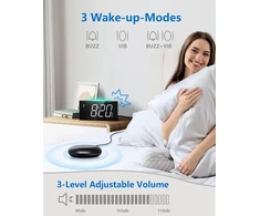 Mesqool vibracinis žadintuvas su LED ekranu, spalvota naktine lempa ir USB-C įkrovikliu, ME-EU-1008i-Baltas