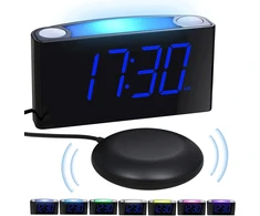 Mesqool Vibruojantis skaitmeninis žadintuvas su LED ekranu, 7 spalvų naktinė lempa, USB įįįkrovimo jungtys