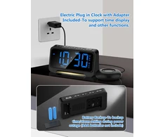 Mesqool žadintuvas su vibracija, USB-C įkrovimu, LED ekranas, dvigubas signalas, 1028EM