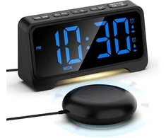 Mesqool žadintuvas su vibracija, USB-C įkrovimu, LED ekranas, dvigubas signalas, 1028EM