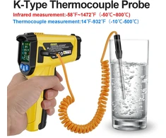 MESTEK infraraudonųjų spindulių termometras su K tipo zondu, 50–800 °C, IR02C-Y