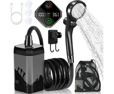 MIAOKE nešiojamas elektrinis dušas su akumuliatoriumi 7800 mAh, temperatūros ekranu, lauko naudoti Portable Shower-T300