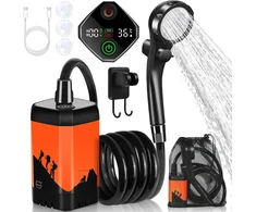MIAOKE nešiojamasis dušas su elektrine pompa, oranžinis, SHOWER-7800 mAh modelis