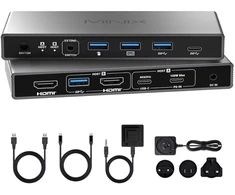 MINIX KVM jungiklis 2 kompiuteriams ir 1 HDMI monitoriui, 8K 60 Hz, 100 W PD, K2