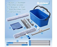 Mitclear langų valymo rinkinys su kibiru 12 l, silikonine 35 cm šluoste ir 196 cm kotu