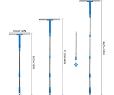 Mitclear langų valymo rinkinys su teleskopiniu kotu 146 cm, silikoninė nuvalymo juosta, mikropluošto šluostės