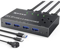 MLEEDA USB 3.0 KVM jungiklis 4 kompiuteriams ir 4 USB prievadams, su nuotoliniu valdikliu, KC-434