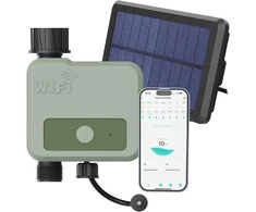 MMOBIEL išmanusis Wi‑Fi laistymo programatorius, saulės ir USB maitinimas, IP54, 30 m nuotolis
