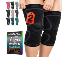 MODVEL elastiniai kelio įtvarai XXL, juodi ir pilki, 2 vnt., MV-137-XXL-Juodas/Pilkas