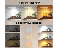 Mojimdo LED stalinė lempa su spaustuku, 77 LED, 3 spalvų režimai, 70 cm