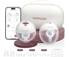 Momcozy M5 dvigubas nešiojamas elektrinis pientraukis su programėle, raudonas