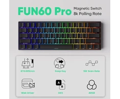 MONSGEEK žaidimų klaviatūra 60% magnetiniai jungikliai ARGB greito veikimo USB-C FUN60 Pro