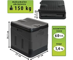 Montafox sulankstoma nešiojama turistinė tualeto dėžė, 25 l talpos, iki 150 kg, pilka/juoda