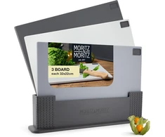 Moritz &amp; Moritz virtuvinių pjaustymo lentelių rinkinys su stovu, plastikas, 32 x 22 cm, 3 vnt.