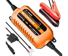 MOTOPOWER akumuliatoriaus įkroviklis 12 V 1 A su laikmačio apsauga ir LED ekranu MP00205B-R