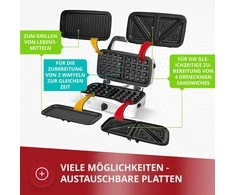 Sumuštinių keptuvas MPM sumuštinių keptuvė 3in1, 1200 W, su keičiamomis plokštelėmis, nerūdijančio plieno korpusas, MOP-33M