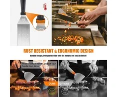 MUJUZE grilio mentelių rinkinys iš nerūdijančio plieno, 13 dalių, tinkamas teppanyaki ir kempingui