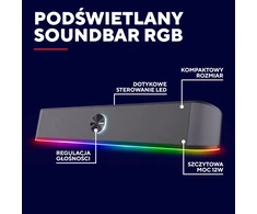 Namų kino sistema GXTrust kompiuterinė garso juosta Rhox RGB, 12 W, USB ir AUX, 25332