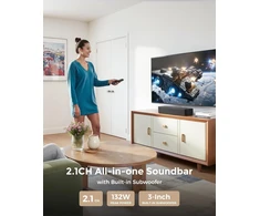 Namų kino sistema ULTIMEA garso juosta su integruotu žemųjų dažnių garsiakalbiu, 132 W, Bluetooth 5.4, 2.1 kanalo, Poseidon M20
