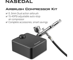 Nasedal dvigubo veikimo aerografo rinkinys su 40 PSI kompresoriumi NT-99B-5Kit