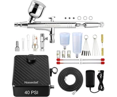 Nasedal dvigubo veikimo aerografo rinkinys su 40 PSI kompresoriumi NT-99B-5Kit