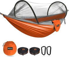 NATUREFUN ultra lengvas stovyklavimo hamakas su moskitiera, 275 x 140 cm, 300 kg, orui laidus nailonas, NFNY/275140SK
