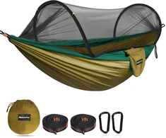 NATUREFUN ultralengvas turistinis hamakas su tinkleliu nuo vabzdžių, 2,75 x 1,4 m, 300 kg, NFNY/275140SK