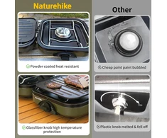 Naturehike dviguba sulankstoma dujinė stovyklavimo viryklė su grill plokšte, 2 degikliai