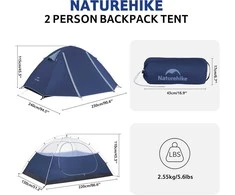 Naturehike kupolinė palapinė Bleik B 2–3 asmenims, 3 sezonų, 2 įėjimai, 2,55 kg