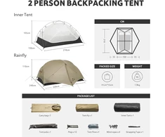 Naturehike ultralengva dviguba palapinė 2 asmenims, 3–4 sezonų, Mongar UL