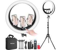 Neewer LED žiedinė lempa su stovu, 19 colių, 45 W, Bluetooth, LCD, RP19H