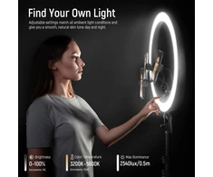 Neewer LED žiedinė lempa su stovu, 19 colių, 45 W, Bluetooth, LCD, RP19H