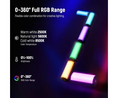 NEEWER magnetinė RGB LED vaizdo šviesos juosta, 6 W, 2500–8500 K, 2500 mAh, TL96RGB su mini stovu