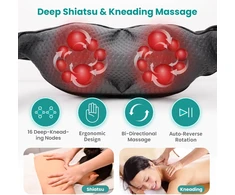 Nekteck Shiatsu kaklo ir pečių masažuoklis su šildymu, 8 masažo mazgais LMS-801