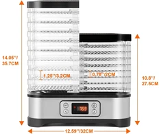 Nictemaw maisto džiovintuvė su LCD ekranu, 8 padėklai, laikmatis, 400 W, reguliuojama temperatūra