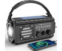 Nigecue nešiojamas saulės radijas su dinaminiu įkrovimu, 20000 mAh, AM/FM, LED žibintuvėlis, XSY350