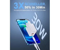 Nitasa USB-C sieninis įkroviklis 30 W su Power Delivery ir Quick Charge, 2 portai, baltas
