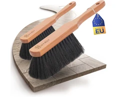 Novaliv rankinės šluotelės su arklio ašutais ir medine rankena, 2 vnt., 29 cm