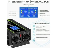 novopal automobilinis įtampos keitiklis 3000 W 12 V–230 V grynoji sinusoidė DLCD3000PEU12